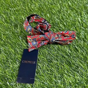 Cremieux Bow Tie Red Paisley Silk Adjustable Necktie Formal Party Wedding Mens